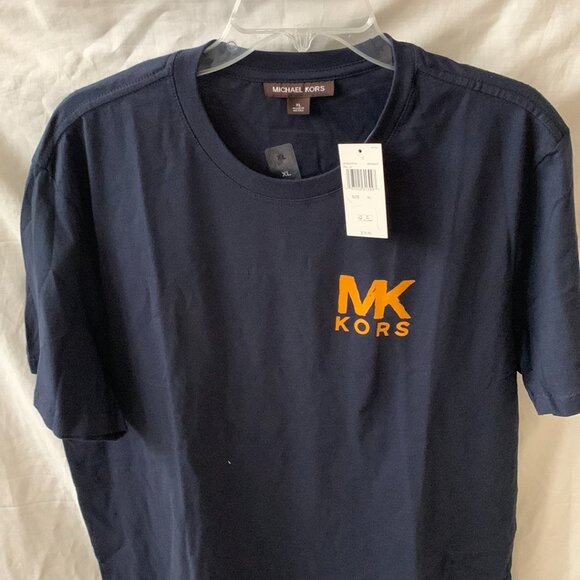 MICHAEL KORS Men's Signature Logo Screen Printed Tee in Midnight Navy Sz XL - Picture 2 of 3